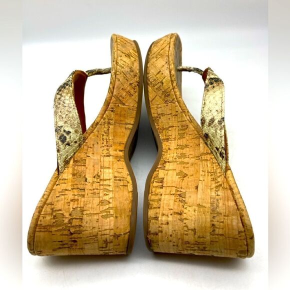 Tory Burch Thora Shake Print Leather/Cork Wedge Sandals Size 7,5 - Picture 6 of 8
